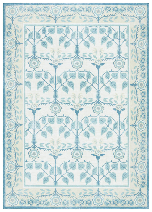 Safavieh Martha Stewart Washable Floral Runner Rug - Elegant, Durable, And Stylish For Any Home Space Ivory ,Light Blue Polyester Pile Msrw182a-57