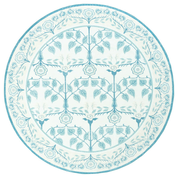 Safavieh Martha Stewart Washable Floral Runner Rug - Elegant, Durable, And Stylish For Any Home Space Ivory ,Light Blue Polyester Pile Msrw182a-6r