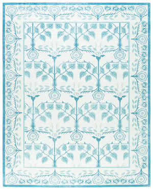 Safavieh Martha Stewart Washable Floral Runner Rug - Elegant, Durable, And Stylish For Any Home Space Ivory ,Light Blue Polyester Pile Msrw182a-8