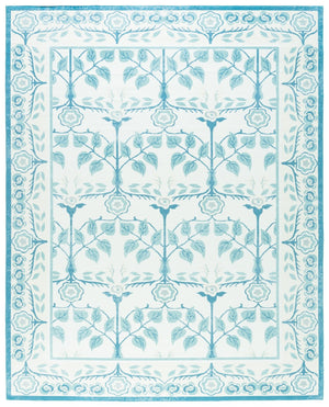 Safavieh Martha Stewart Elegant Washable Area Rug - Durable Design, Chic Minimalist Style For Any Room Ivory ,Light Blue Polyester Pile Msrw182a-9