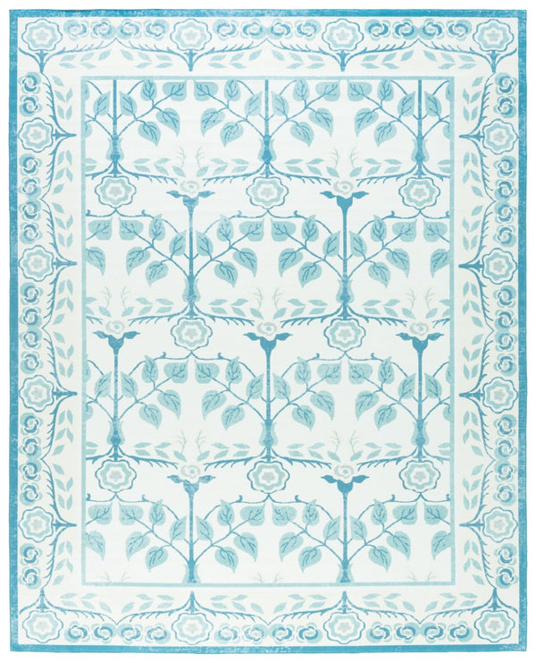 Safavieh Martha Stewart Elegant Washable Area Rug - Durable Design, Chic Minimalist Style For Any Room Ivory ,Light Blue Polyester Pile Msrw182a-9