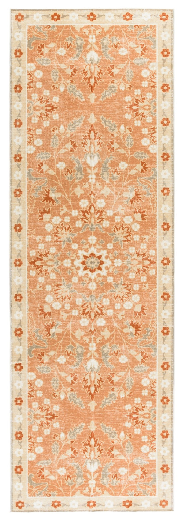 Safavieh Martha Stewart Washable Floral Area Rug - Elegant & Durable Design For Effortless Home Style Upgrade Rust ,Beige Polyester Pile Msrw184q-9