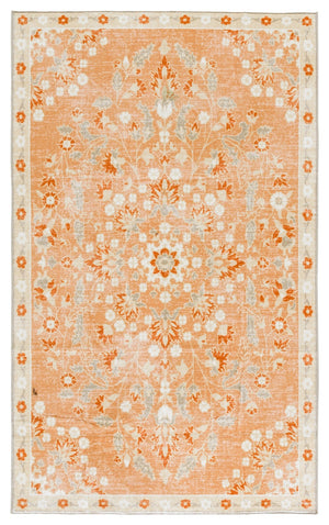 Safavieh Martha Stewart Washable Floral Area Rug - Elegant & Durable Design For Effortless Home Style Upgrade Rust ,Beige Polyester Pile Msrw184q-9