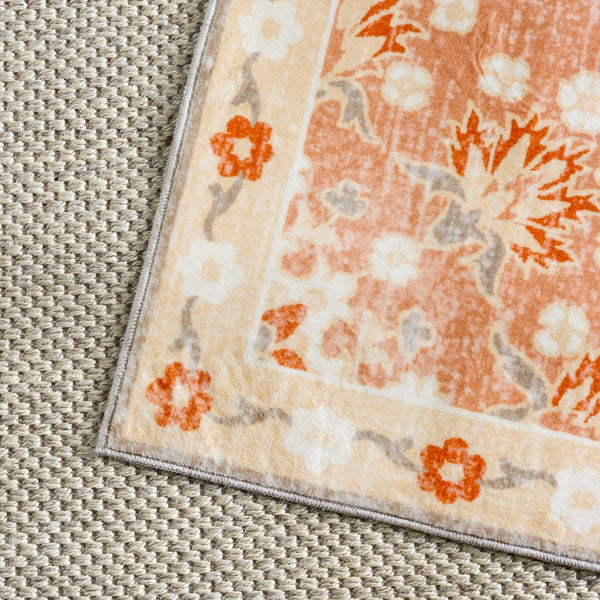 Safavieh Martha Stewart Washable Floral Area Rug - Elegant & Durable Design For Effortless Home Style Upgrade Rust ,Beige Polyester Pile Msrw184q-9