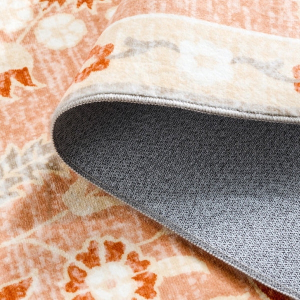 Safavieh Martha Stewart Washable Floral Area Rug - Elegant & Durable Design For Effortless Home Style Upgrade Rust ,Beige Polyester Pile Msrw184q-9