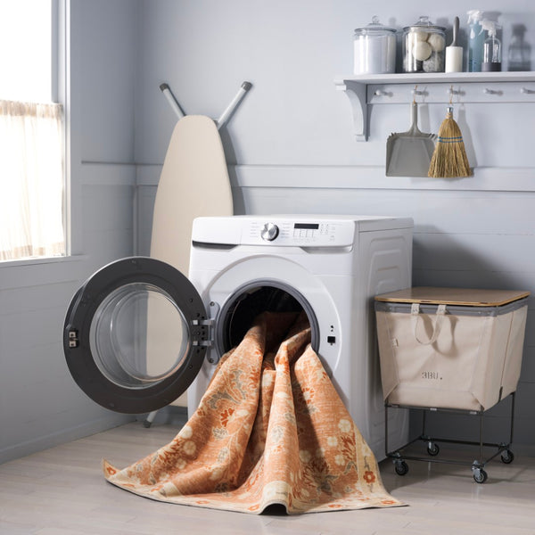 Safavieh Martha Stewart Washable Floral Area Rug - Elegant & Durable Design For Effortless Home Style Upgrade Rust ,Beige Polyester Pile Msrw184q-9