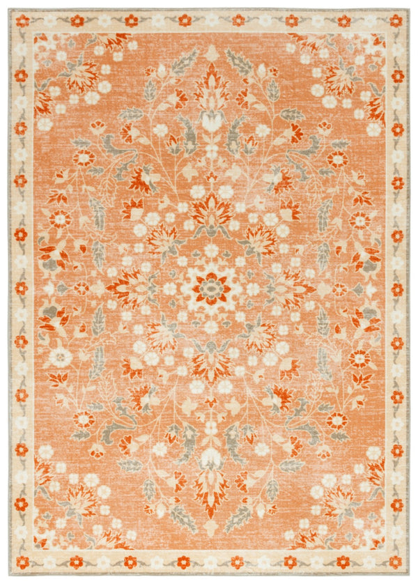 Safavieh Martha Stewart Washable Floral Area Rug - Elegant & Durable Design For Effortless Home Style Upgrade Rust ,Beige Polyester Pile Msrw184q-9