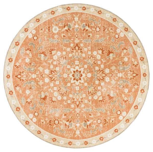 Safavieh Martha Stewart Washable Floral Area Rug - Elegant & Durable Design For Effortless Home Style Upgrade Rust ,Beige Polyester Pile Msrw184q-9
