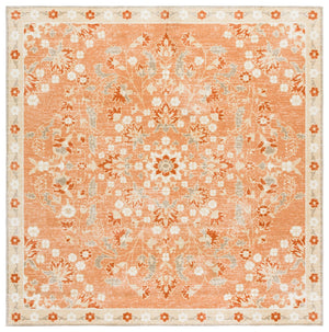 Safavieh Martha Stewart Washable Floral Runner Rug - Chic Rust And Beige Design For Elegant Home Accents Rust ,Beige Polyester Pile Msrw184q-6sq