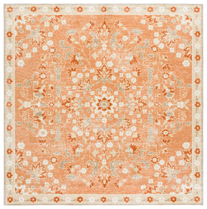 Safavieh Martha Stewart Washable Floral Area Rug - Elegant & Durable Design For Effortless Home Style Upgrade Rust ,Beige Polyester Pile Msrw184q-9