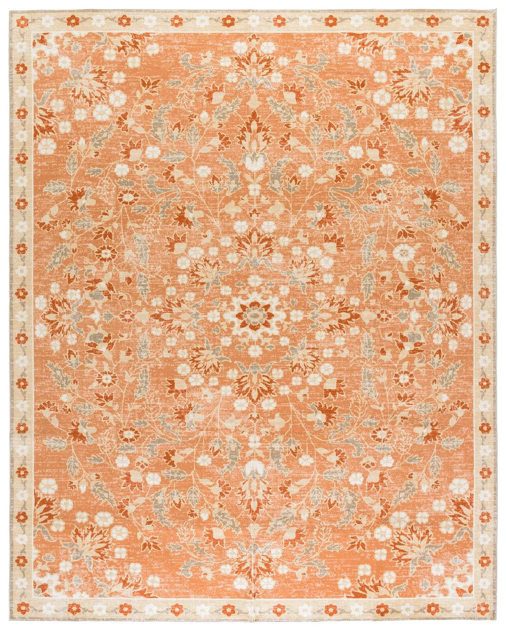 Safavieh Martha Stewart Washable Floral Runner Rug - Chic Rust And Beige Design For Elegant Home Accents Rust ,Beige Polyester Pile Msrw184q-8