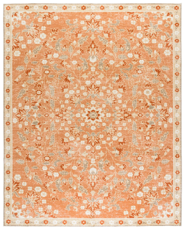 Safavieh Martha Stewart Washable Floral Area Rug - Elegant & Durable Design For Effortless Home Style Upgrade Rust ,Beige Polyester Pile Msrw184q-9