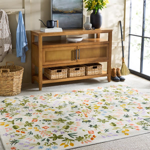Safavieh Martha Stewart Washable Floral Area Rug - Elegant Design For Modern Homes, Easy To Clean & Slip-resistant Beige ,Red Polyester Pile Msrw186b-5