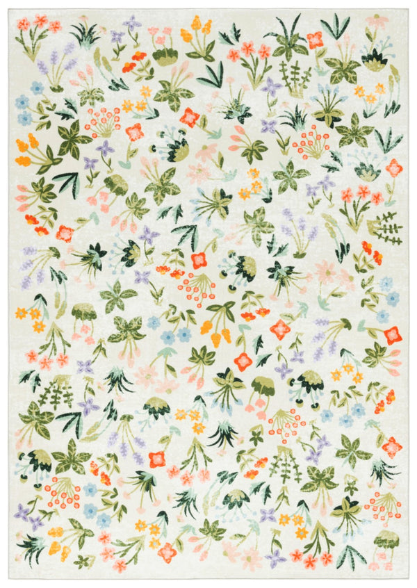 Safavieh Martha Stewart Washable Floral Area Rug - Elegant Design For Modern Homes, Easy To Clean & Slip-resistant Beige ,Red Polyester Pile Msrw186b-5