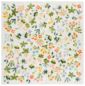 Safavieh Martha Elegant Washable Floral Runner Rug - Durable, Stylish Design For High-traffic Areas, Easy Care Beige ,Red Polyester Pile Msrw186b-6sq