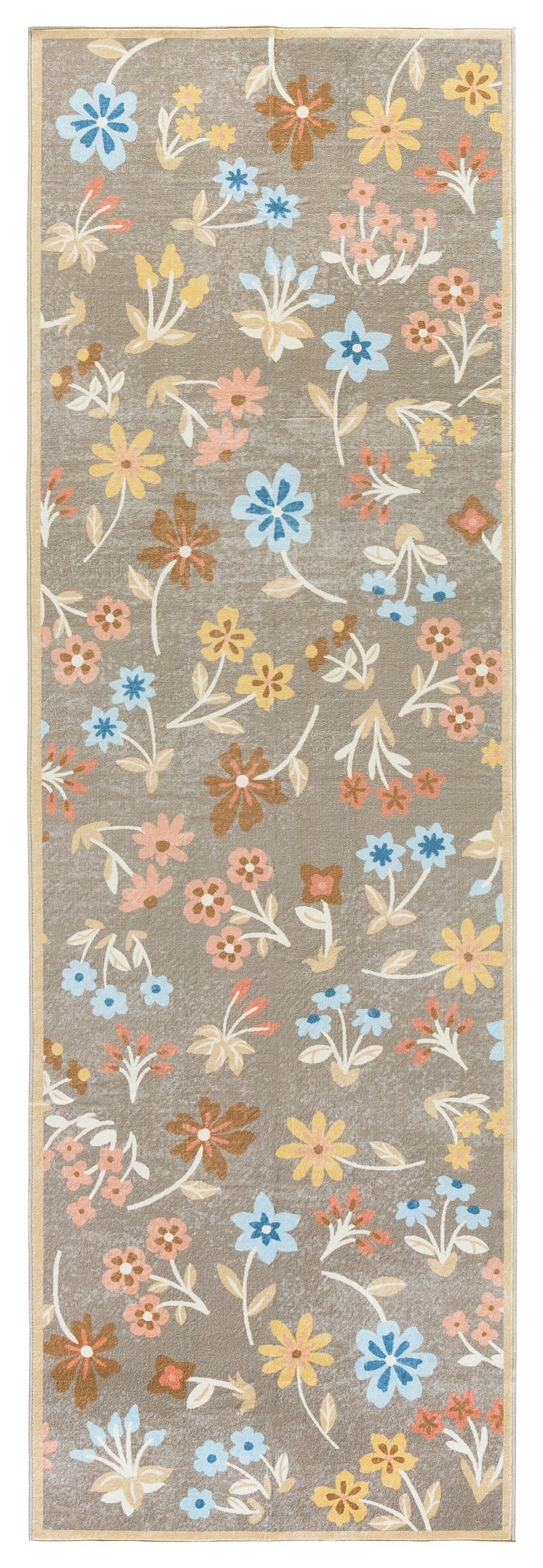 Safavieh Martha Stewart Washable Floral Runner Rug - Elegant Design For Hallways And High-traffic Areas Dark Beige ,Light Blue Polyester Pile Msrw187c-28