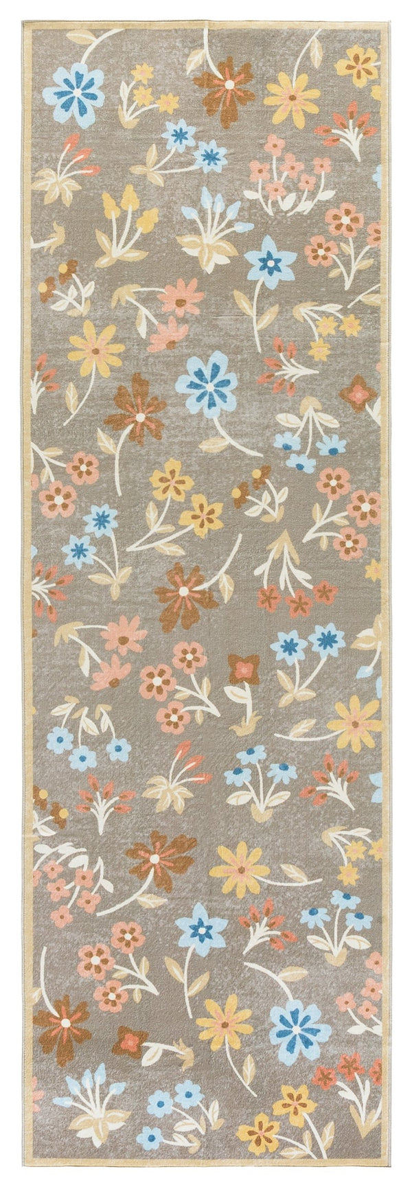 Safavieh Martha Stewart Washable Floral Runner Rug - Elegant Design For Hallways And High-traffic Areas Dark Beige ,Light Blue Polyester Pile Msrw187c-28