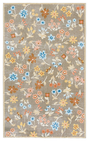Safavieh Martha Stewart Washable Floral Runner Rug - Elegant Design For Hallways And High-traffic Areas Dark Beige ,Light Blue Polyester Pile Msrw187c-3