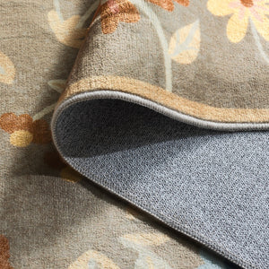 Safavieh Martha Stewart Washable Floral Area Rug For Serene Spaces - Elegant, Durable, And Stylish Design Dark Beige ,Light Blue Polyester Pile Msrw187c-4