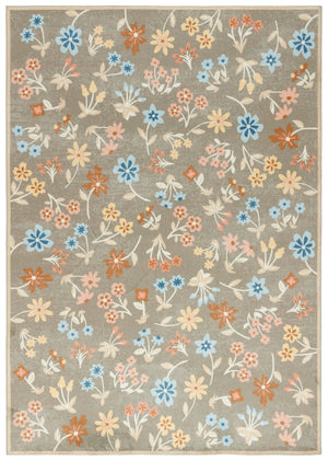 Safavieh Martha Stewart Washable Floral Area Rug For Serene Spaces - Elegant, Durable, And Stylish Design Dark Beige ,Light Blue Polyester Pile Msrw187c-4