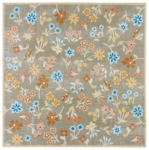 Safavieh Martha Stewart Washable Floral Area Rug For Serene Spaces - Elegant, Durable, And Stylish Design Dark Beige ,Light Blue Polyester Pile Msrw187c-4