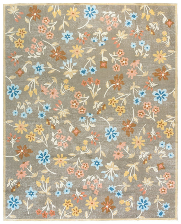 Safavieh Martha Stewart Washable Floral Area Rug For Serene Spaces - Elegant, Durable, And Stylish Design Dark Beige ,Light Blue Polyester Pile Msrw187c-4