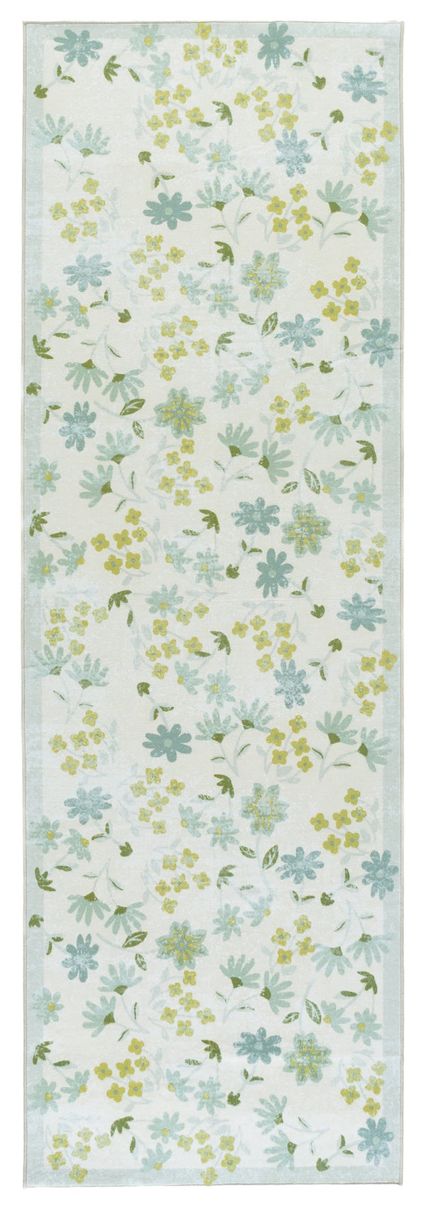 Safavieh Martha Stewart Elegant Floral Runner Rug - Durable, Washable, Slip-resistant, Perfect For High Traffic Areas Beige ,Light Green Polyester Pile Msrw189b-28