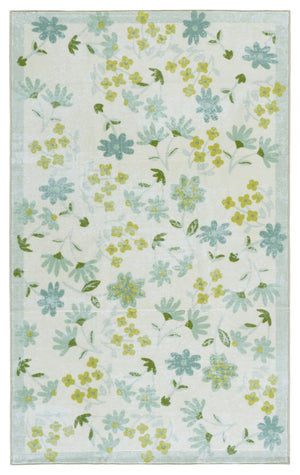 Safavieh Martha Stewart Elegant Floral Runner Rug - Durable, Washable, Slip-resistant, Perfect For High Traffic Areas Beige ,Light Green Polyester Pile Msrw189b-3