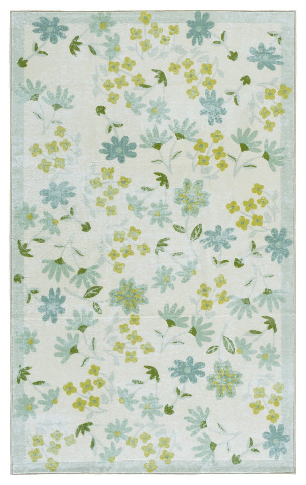 Safavieh Martha Stewart Elegant Floral Runner Rug - Durable, Washable, Slip-resistant, Perfect For High Traffic Areas Beige ,Light Green Polyester Pile Msrw189b-3