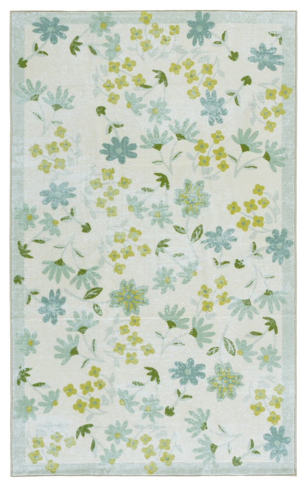 Safavieh Martha Stewart Washable Floral Area Rug - Stylish, Slip-resistant, And Easy-care Home Essential Beige ,Light Green Polyester Pile Msrw189b-9
