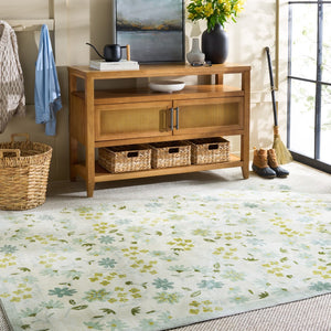 Safavieh Martha Stewart Washable Floral Area Rug - Stylish, Slip-resistant, And Easy-care Home Essential Beige ,Light Green Polyester Pile Msrw189b-9