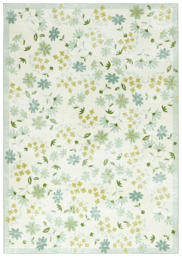 Safavieh Martha Stewart Washable Floral Area Rug - Stylish, Slip-resistant, And Easy-care Home Essential Beige ,Light Green Polyester Pile Msrw189b-9
