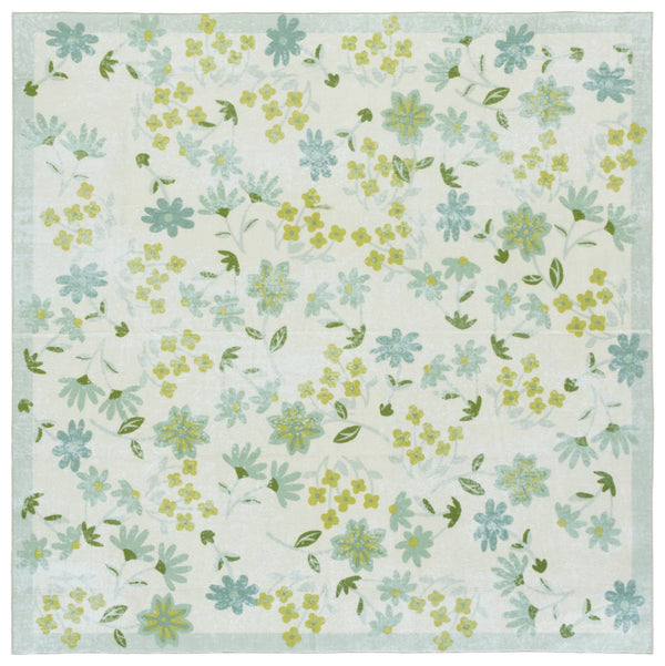 Safavieh Martha Stewart Washable Floral Area Rug - Stylish, Slip-resistant, And Easy-care Home Essential Beige ,Light Green Polyester Pile Msrw189b-9