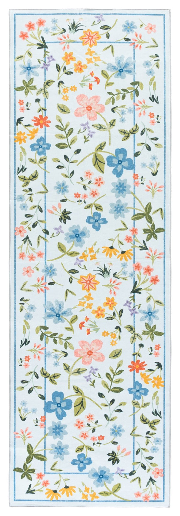 Safavieh Martha Stewart Washable Floral Area Rug - Stylish Comfort For Your Home With Easy Maintenance & Elegance Light Blue ,Rust Polyester Pile Msrw190k-9