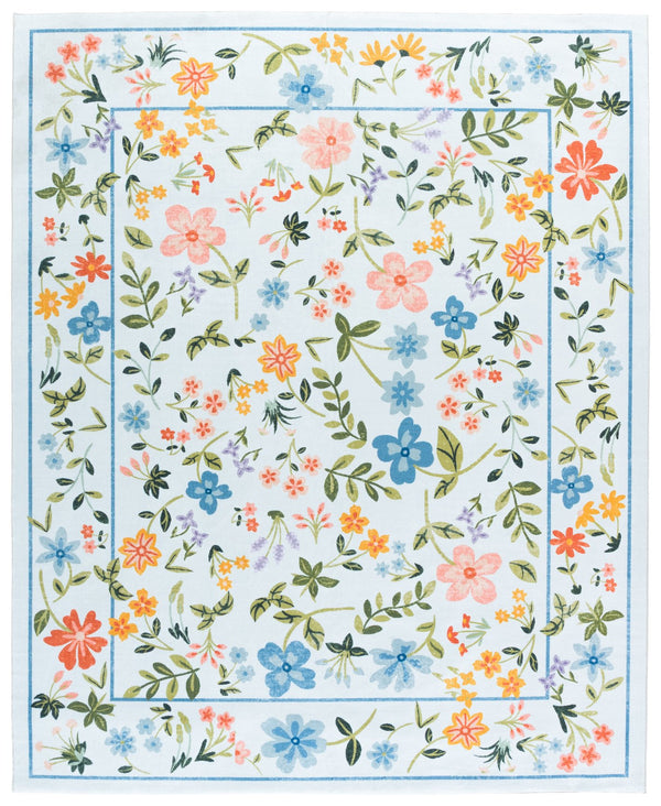 Safavieh Martha Stewart Washable Floral Runner Rug - Elegant & Durable Design For Any Hallway Or Space Light Blue ,Rust Polyester Pile Msrw190k-8