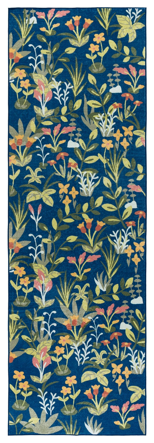 Safavieh Martha Stylish Washable Floral Runner Rug In Elegant Navy And Gold For Modern Home Décor Navy ,Gold Polyester Pile Msrw192n-28