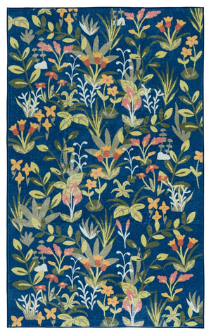 Safavieh Martha Stylish Washable Floral Runner Rug In Elegant Navy And Gold For Modern Home Décor Navy ,Gold Polyester Pile Msrw192n-3