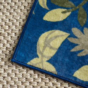 Safavieh Martha Stewart Washable Floral Area Rug - Elegant Navy & Gold Design For Any Room Décor Style Navy ,Gold Polyester Pile Msrw192n-4