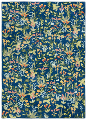 Safavieh Martha Stewart Washable Floral Area Rug - Elegant Navy & Gold Design For Any Room Décor Style Navy ,Gold Polyester Pile Msrw192n-4