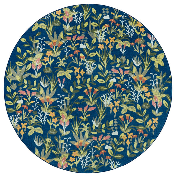 Safavieh Martha Stylish Washable Floral Runner Rug In Elegant Navy And Gold For Modern Home Décor Navy ,Gold Polyester Pile Msrw192n-6r