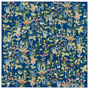 Safavieh Martha Stewart Washable Floral Area Rug - Elegant Navy & Gold Design For Any Room Décor Style Navy ,Gold Polyester Pile Msrw192n-4