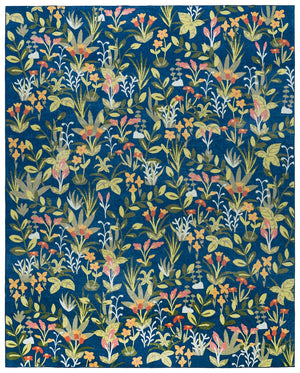 Safavieh Martha Stylish Washable Floral Runner Rug In Elegant Navy And Gold For Modern Home Décor Navy ,Gold Polyester Pile Msrw192n-8