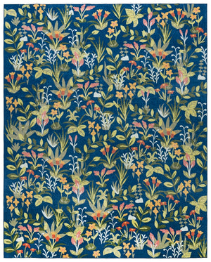 Safavieh Martha Stewart Washable Floral Area Rug - Elegant Navy & Gold Design For Any Room Décor Style Navy ,Gold Polyester Pile Msrw192n-4