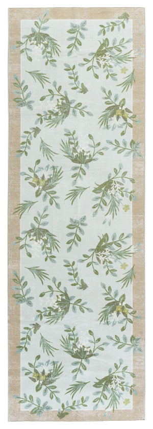 Safavieh Martha Elegant Washable Floral Area Rug - Durable, Slip-resistant, Perfect For High-traffic Spaces Taupe ,Green Polyester Pile Msrw193e-9
