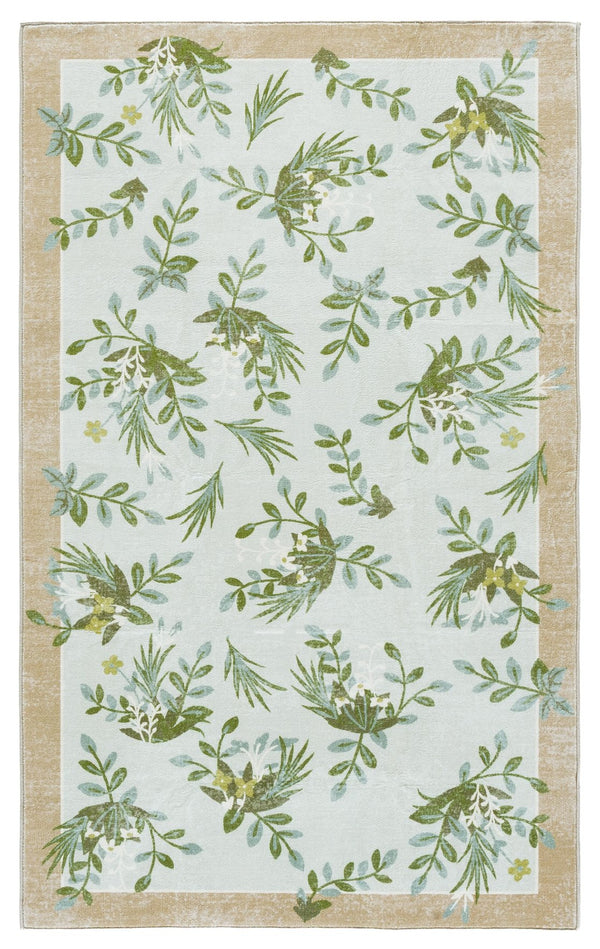Safavieh Martha Stewart Washable Floral Area Rug - Elegant Taupe & Green Runner For Hallway Comfort Taupe ,Green Polyester Pile Msrw193e-3