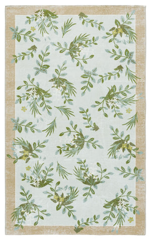 Safavieh Martha Elegant Washable Floral Area Rug - Durable, Slip-resistant, Perfect For High-traffic Spaces Taupe ,Green Polyester Pile Msrw193e-9