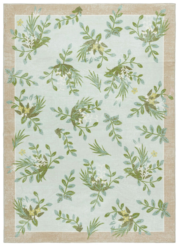 Safavieh Martha Elegant Washable Floral Area Rug - Durable, Slip-resistant, Perfect For High-traffic Spaces Taupe ,Green Polyester Pile Msrw193e-9