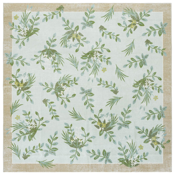 Safavieh Martha Stewart Washable Floral Area Rug - Elegant Taupe & Green Runner For Hallway Comfort Taupe ,Green Polyester Pile Msrw193e-6sq