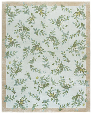 Safavieh Martha Stewart Washable Floral Area Rug - Elegant Taupe & Green Runner For Hallway Comfort Taupe ,Green Polyester Pile Msrw193e-8