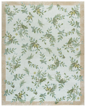 Safavieh Martha Elegant Washable Floral Area Rug - Durable, Slip-resistant, Perfect For High-traffic Spaces Taupe ,Green Polyester Pile Msrw193e-9